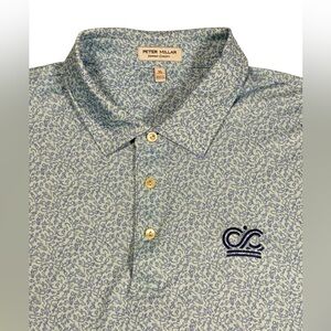 Peter Millar Summer Comfort Polo Shirt Mens XL Blue Lizard Salamander AOP Golf